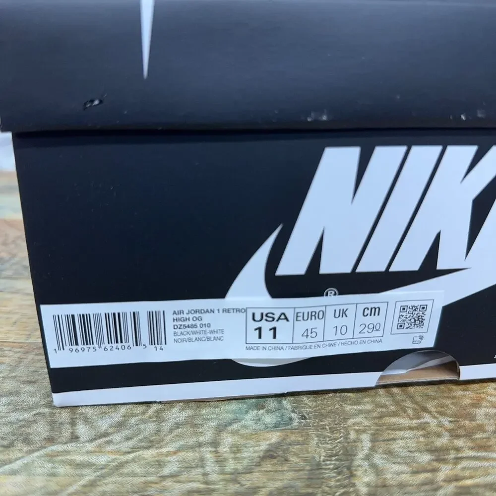 Nike Air Jordan 1 Retro High OG Black / White - White DZ5485-010 Mens Size 11